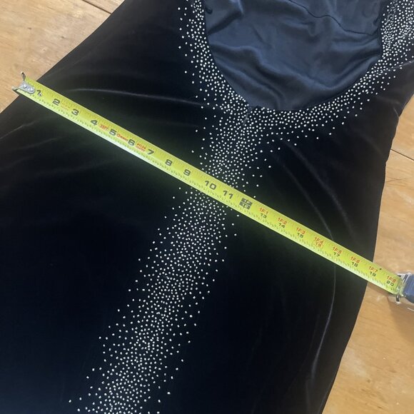 VTG Y2K Dave Johnny Dress Womens 13/14 Black Velvet Beaded Sexy Back Whimsigoth - Picture 7 of 10